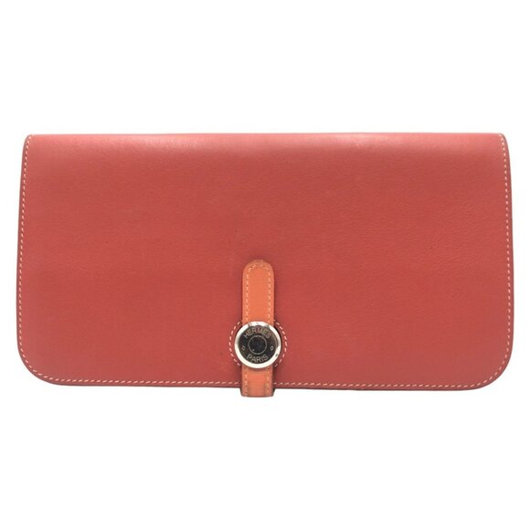 HERMES Red Leather Wallet - Picture 1 of 9